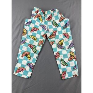 Vintage Buster Brown Girls Pants Size 3T Citrus Fruit Gingham Elastic Waist